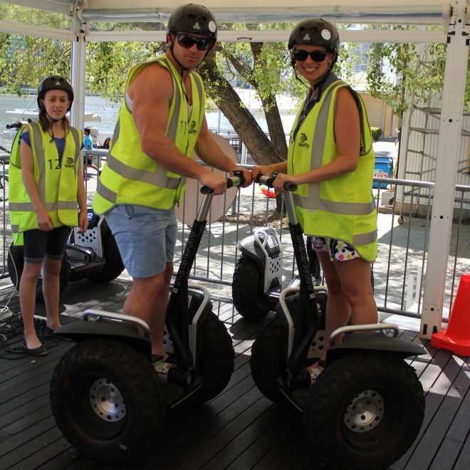 JP and I get ready to race around the obstacle course. 