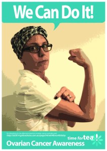 Mich went for retro inspiration when designing invitations for a fundraising tea party.