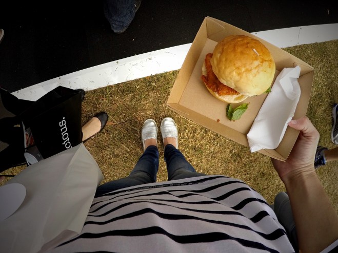 Southern Fried Chicken burger with celeriac remoulade with hot sauce from Elizabeth Merryment.