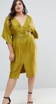 ASOS CURVE Kimono Sleeve Midi Dress with Pleated Waist