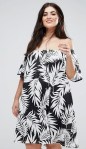 ASOS CURVE Off Shoulder Sundress in Mono Palm Print