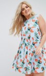 ASOS CURVE Sleeveless Smock Dress In Watermelon Print