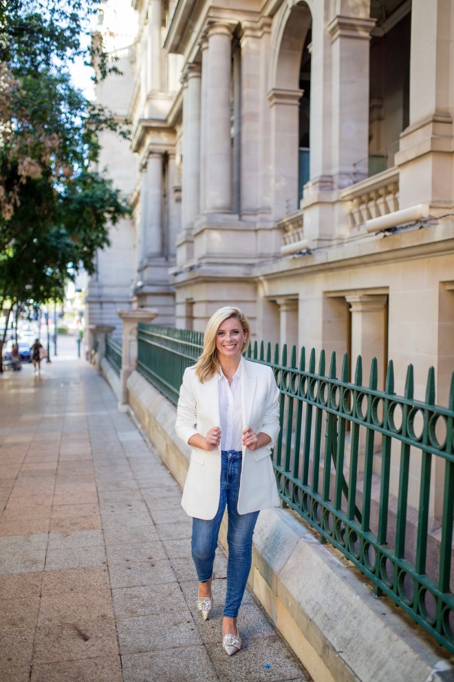 M&S white-blazer blue-denim-jean 